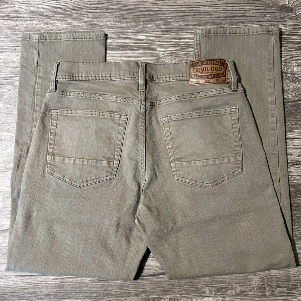 Devil Dog Dungarees Athletic Fit Rugged Tan Khaki Denim Jeans Size 30x30 (31x29)